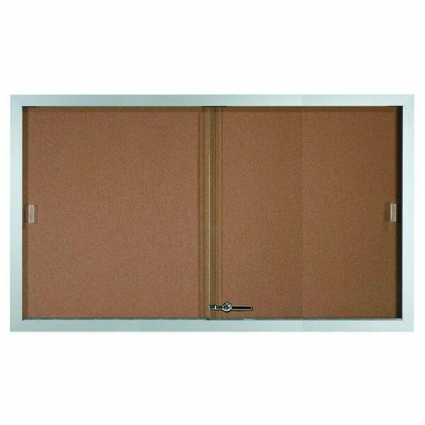 Aarco Enclosed Bulletin Boards w/ Sliding Glass Doors Satin Anodized Aluminium 36"x60" SBC3660